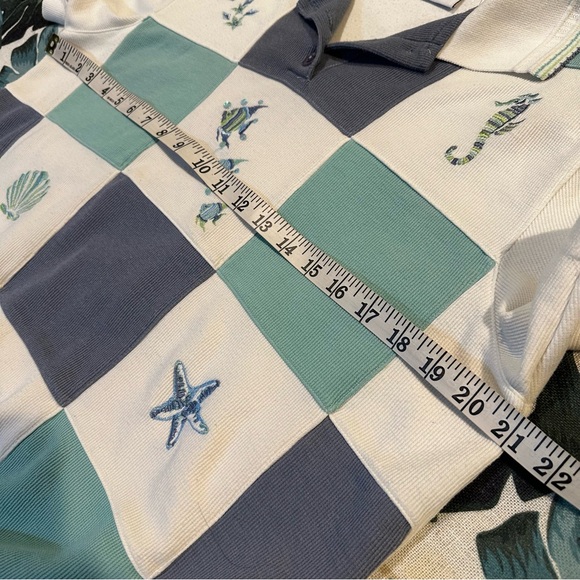 Vintage Alfred Dunner Nautical Tropical Hibiscus Fish Seahorse Embroidered Top - Picture 14 of 16